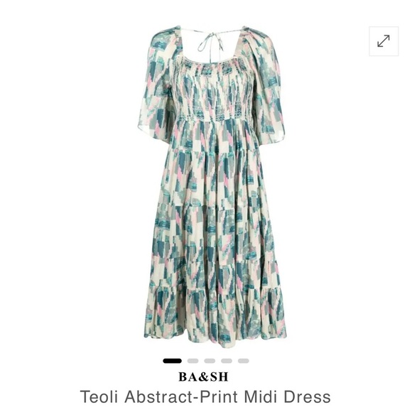 BA&SH Multicolor Midi Dress with String Tie Back. - Picture 8 of 16